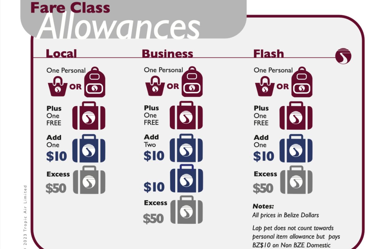 tropic air baggage allowance